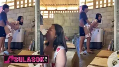 Binomba si Eba Habang Naglalaba